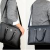 New Double Layers Men's Leather Business Briefcase
