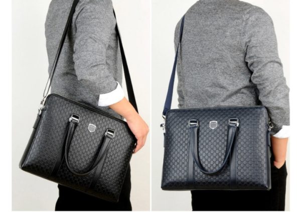 New Double Layers Men's Leather Business Briefcase