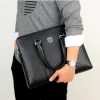 New Double Layers Men's Leather Business Briefcase