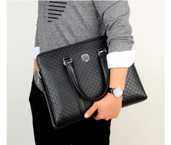 New Double Layers Men's Leather Business Briefcase