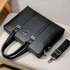 New Double Layers Men's Leather Business Briefcase