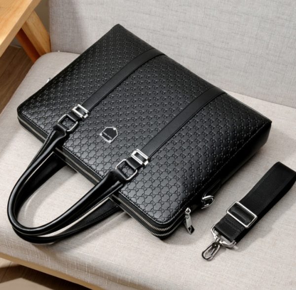 New Double Layers Men's Leather Business Briefcase