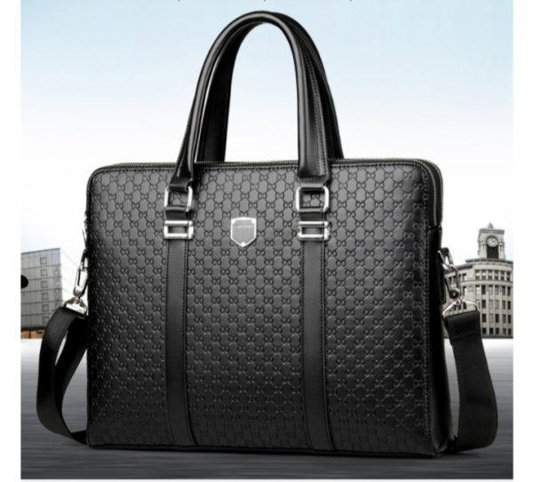 New Double Layers Men's Leather Business Briefcase